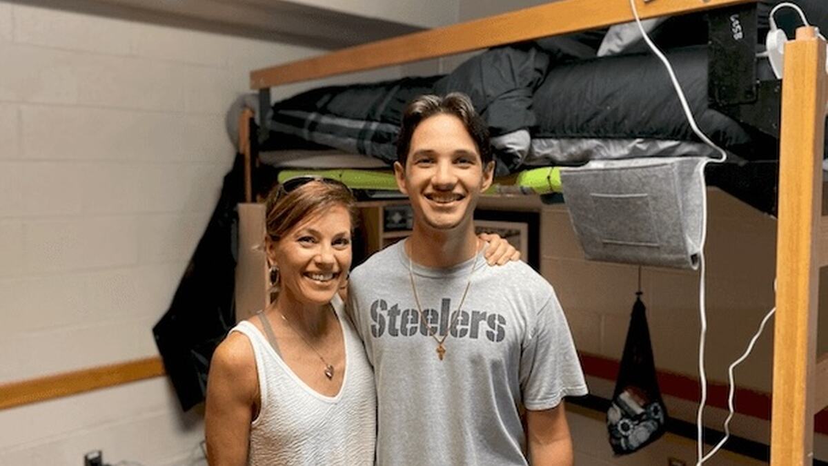 Angela and Cole at Virginia Tech move-in day, 2020