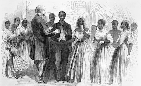 The Freedmen's Bureau issuing marriage certificates to freed people after emancipation