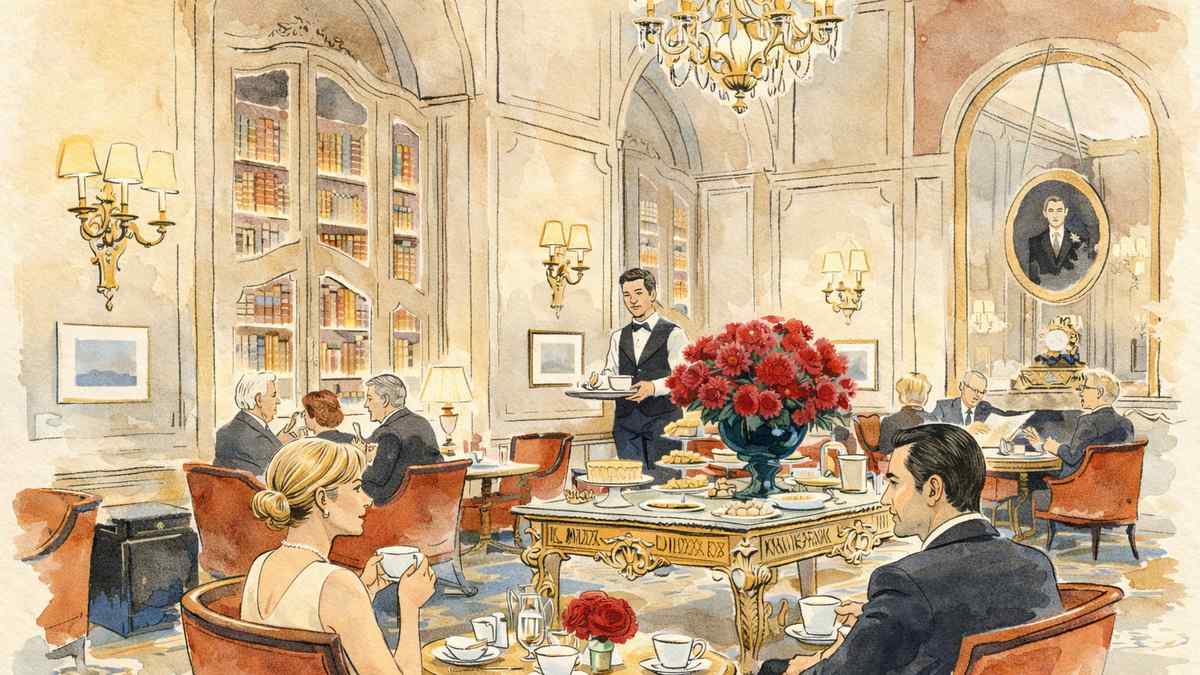 illustration features the Salon Proust at the Ritz Paris.