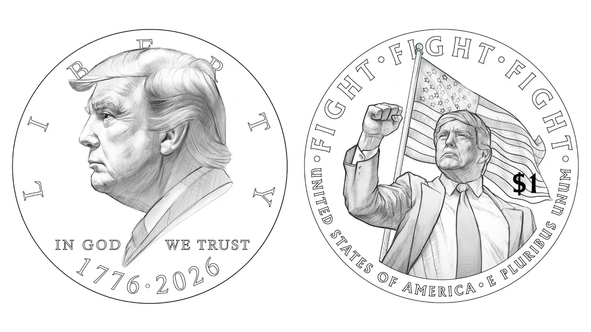 AI-generated image of a proposed Trump $1 coin